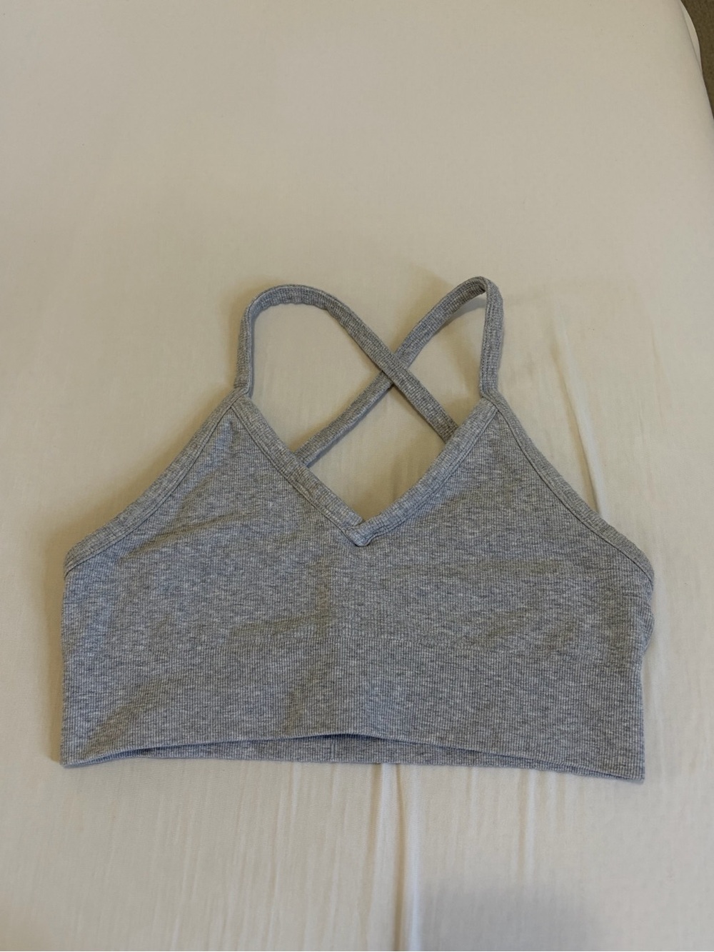 ALO Gray Crisscross Strap Sports Bra SMALL
